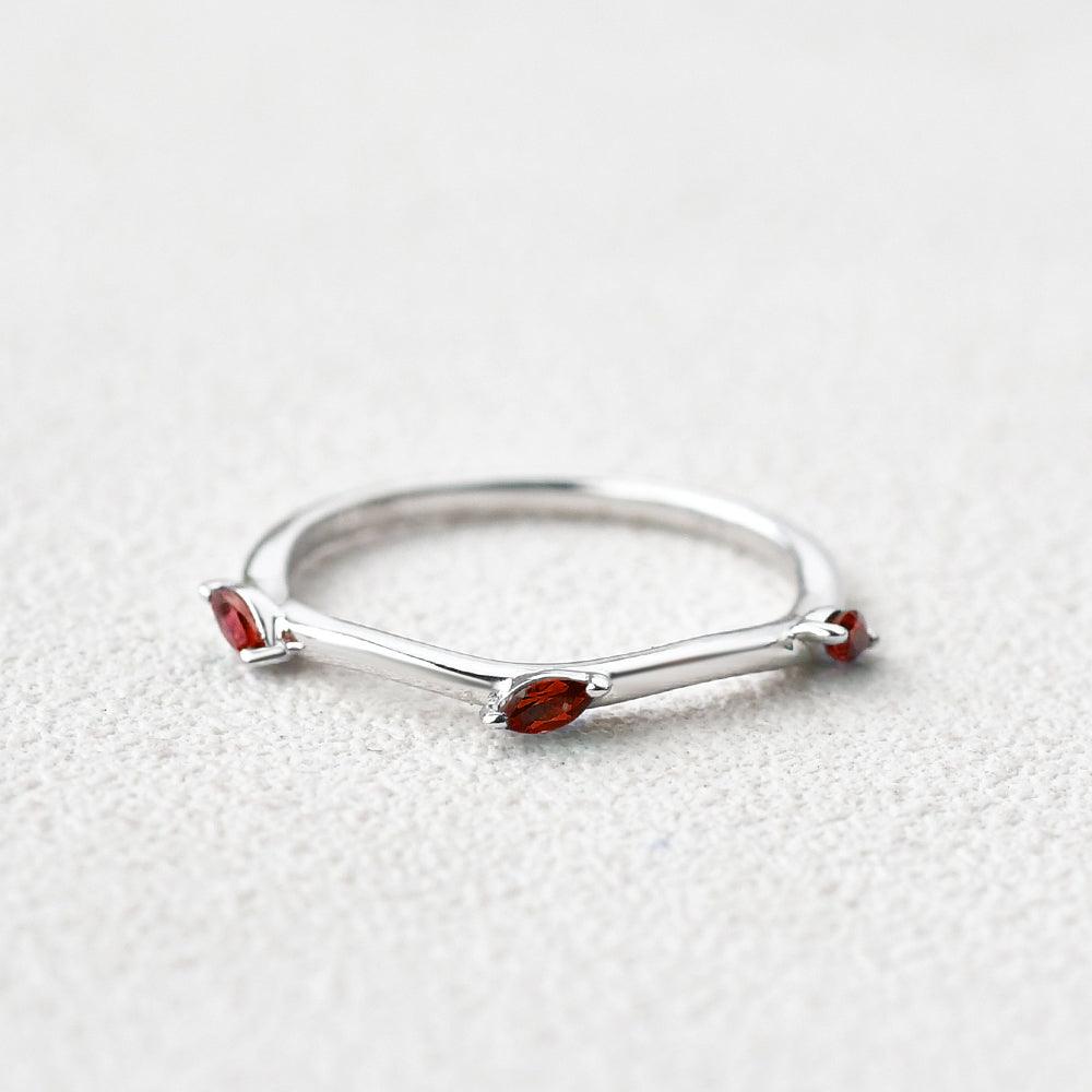 Lab Ruby Three Stone White Gold Ring - Felicegals 丨Wedding ring 丨Fashion ring 丨Diamond ring 丨Gemstone ring--Felicegals