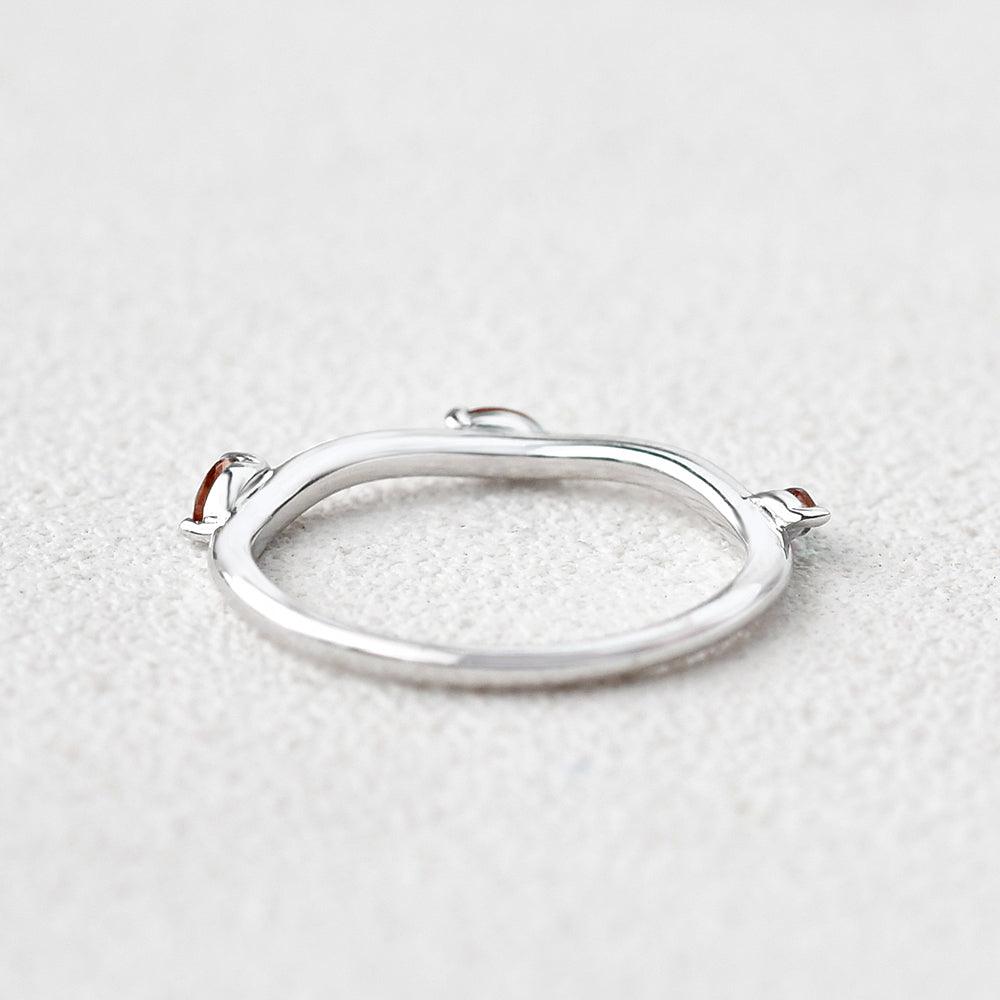 Lab Ruby Three Stone White Gold Ring - Felicegals 丨Wedding ring 丨Fashion ring 丨Diamond ring 丨Gemstone ring--Felicegals