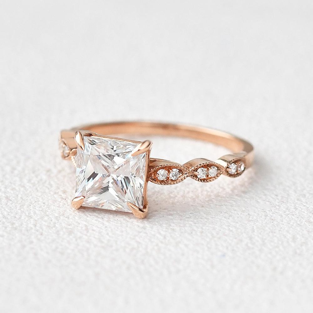 Princess Cut Moissanite White Gold Ring - Felicegals 丨Wedding ring 丨Fashion ring 丨Diamond ring 丨Gemstone ring--Felicegals