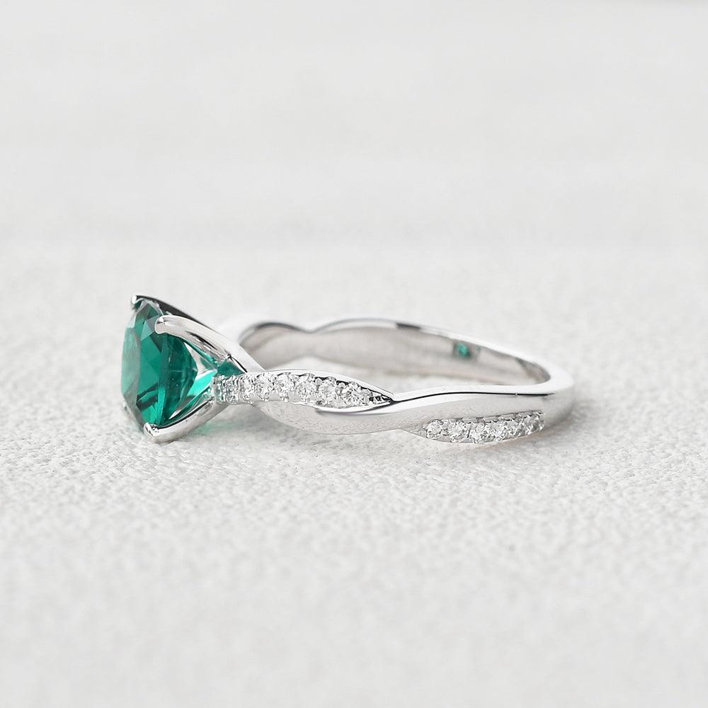 Cushion Lab Emerald Solitaire Ring - Felicegals