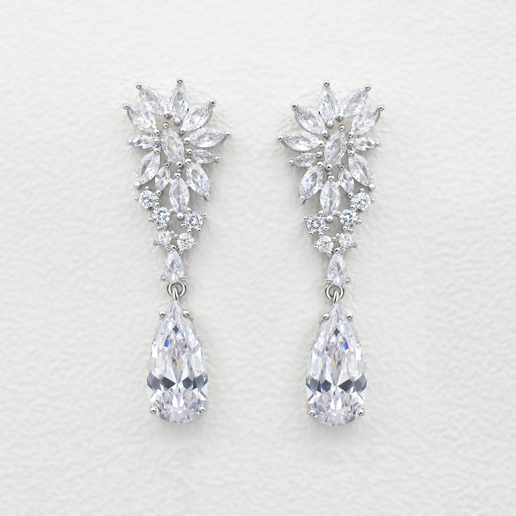 Stimulated Diamond Pear Drop Earrings - Felicegals 丨Wedding ring 丨Fashion ring 丨Diamond ring 丨Gemstone ring