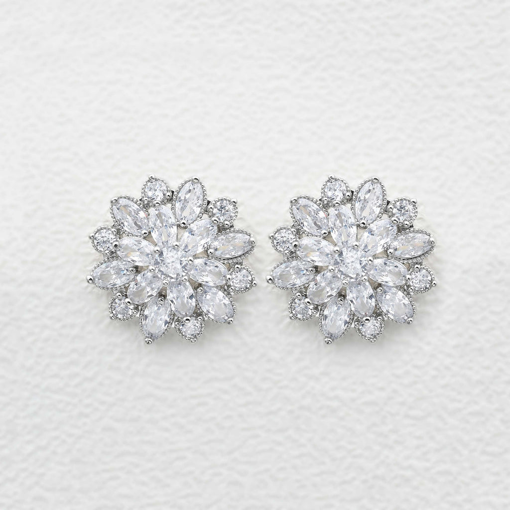 Stimulated Diamond Floral Inspired Earrings - Felicegals 丨Wedding ring 丨Fashion ring 丨Diamond ring 丨Gemstone ring