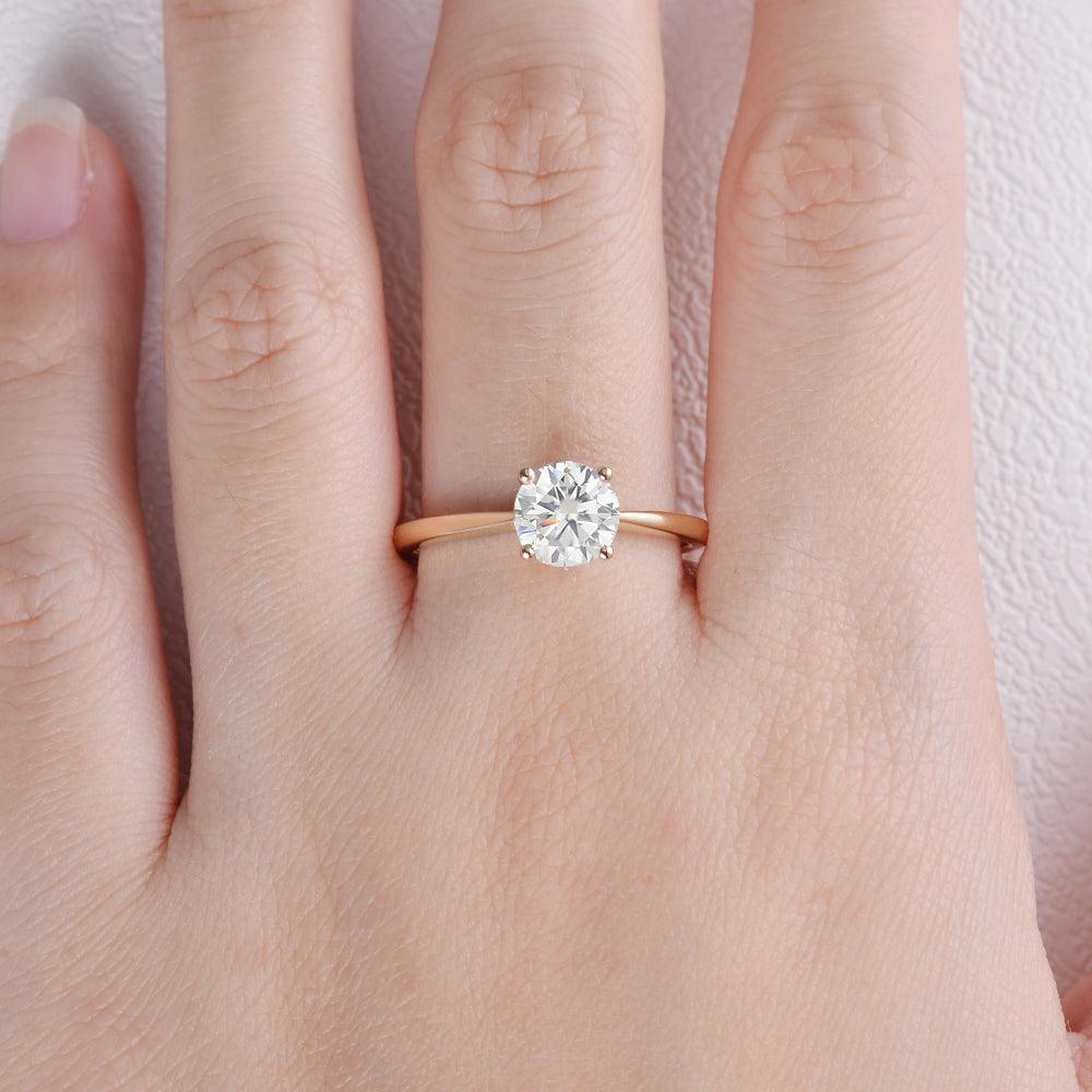 1ct Classic 4 Prongs Yellow Gold Ring - Felicegals
