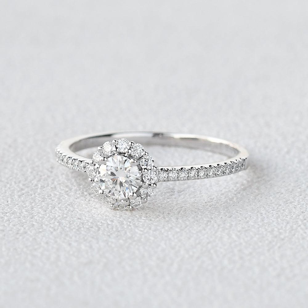 Round Shaped Moissanite Halo Ring - Felicegals
