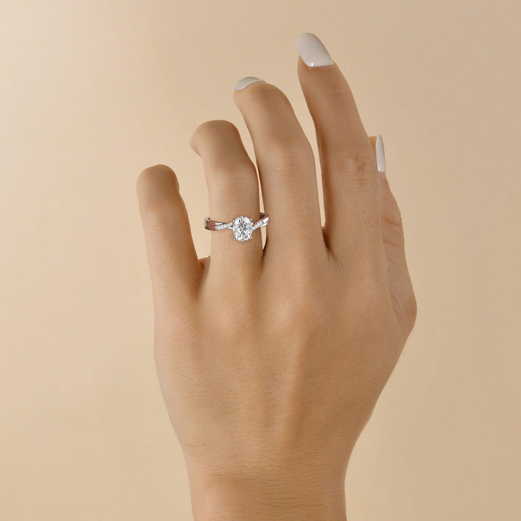 Infinity Oval 2ct Moissanite Gold Ring - Felicegals 丨Wedding ring 丨Fashion ring 丨Diamond ring 丨Gemstone ring