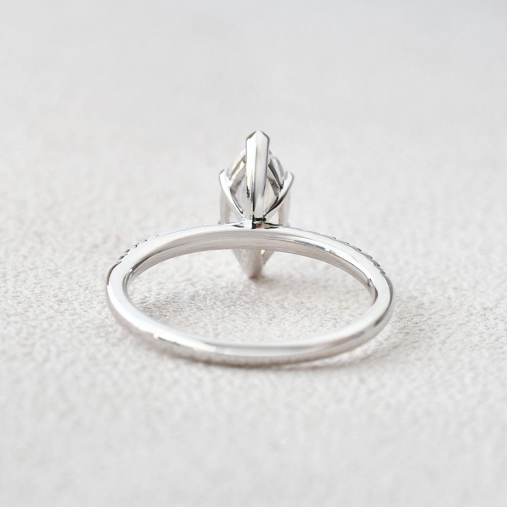 Marquise Moissanite Solitaire Eternity White Gold Ring - Felicegals 丨Wedding ring 丨Fashion ring 丨Diamond ring 丨Gemstone ring--Felicegals 丨Wedding ring 丨Fashion ring 丨Diamond ring 丨Gemstone ring