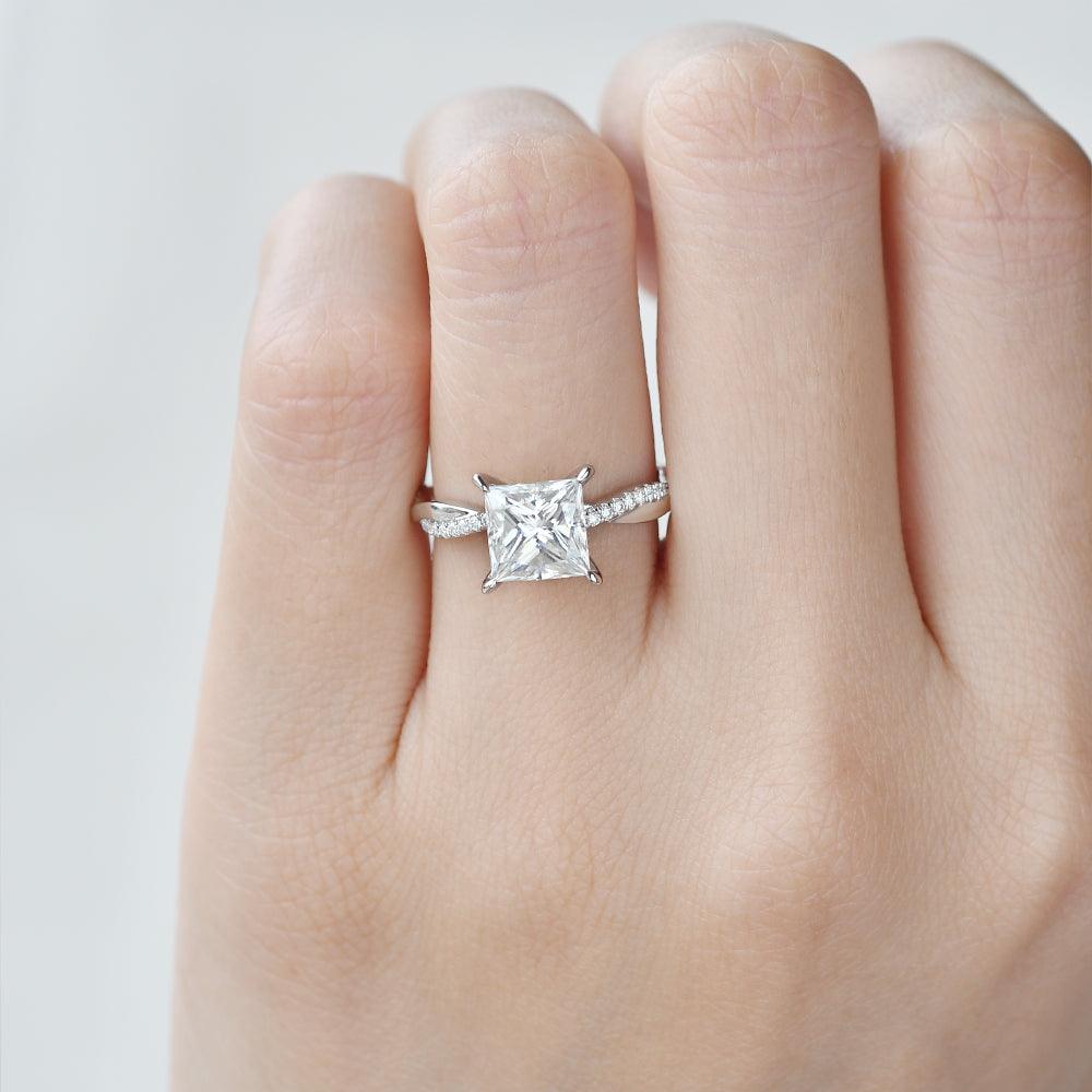 Moissanite Princess Cut Engagement Ring - Felicegals