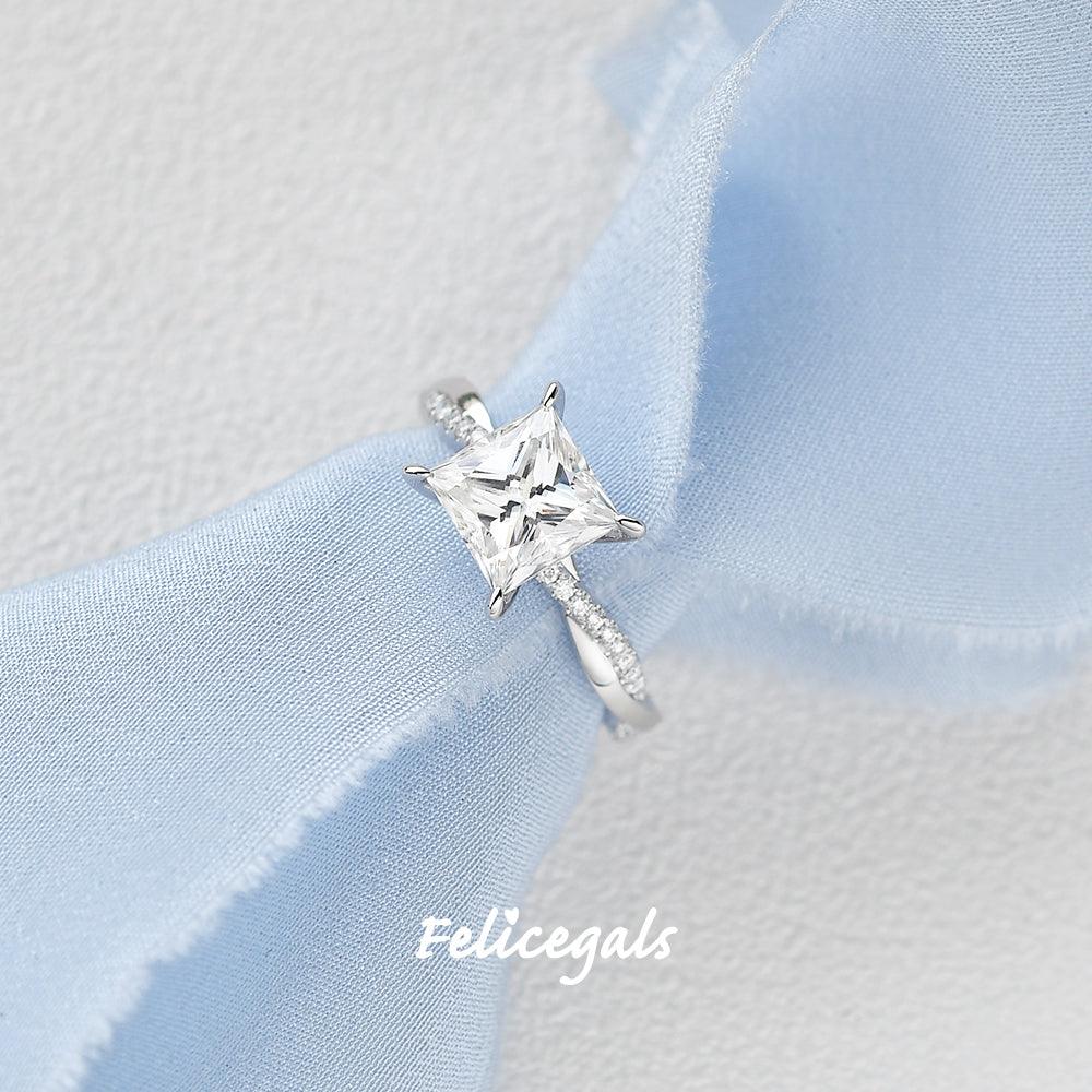 Moissanite Princess Cut Engagement Ring - Felicegals