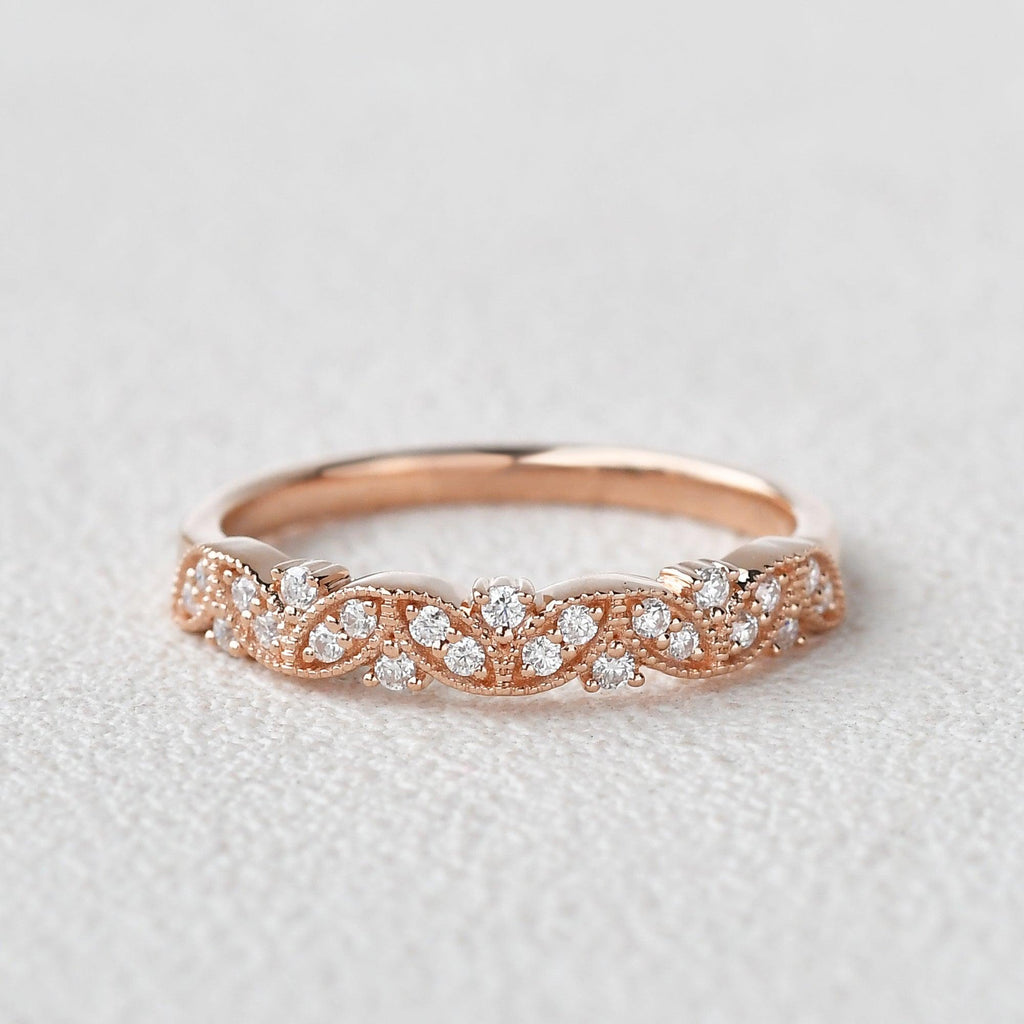 Moissanite Stacking Solid Gold Ring - Felicegals 丨Wedding ring 丨Fashion ring 丨Diamond ring 丨Gemstone ring--Felicegals