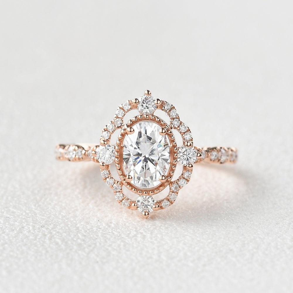 Oval Shaped Moissanite Engagement Bridal Ring - Felicegals