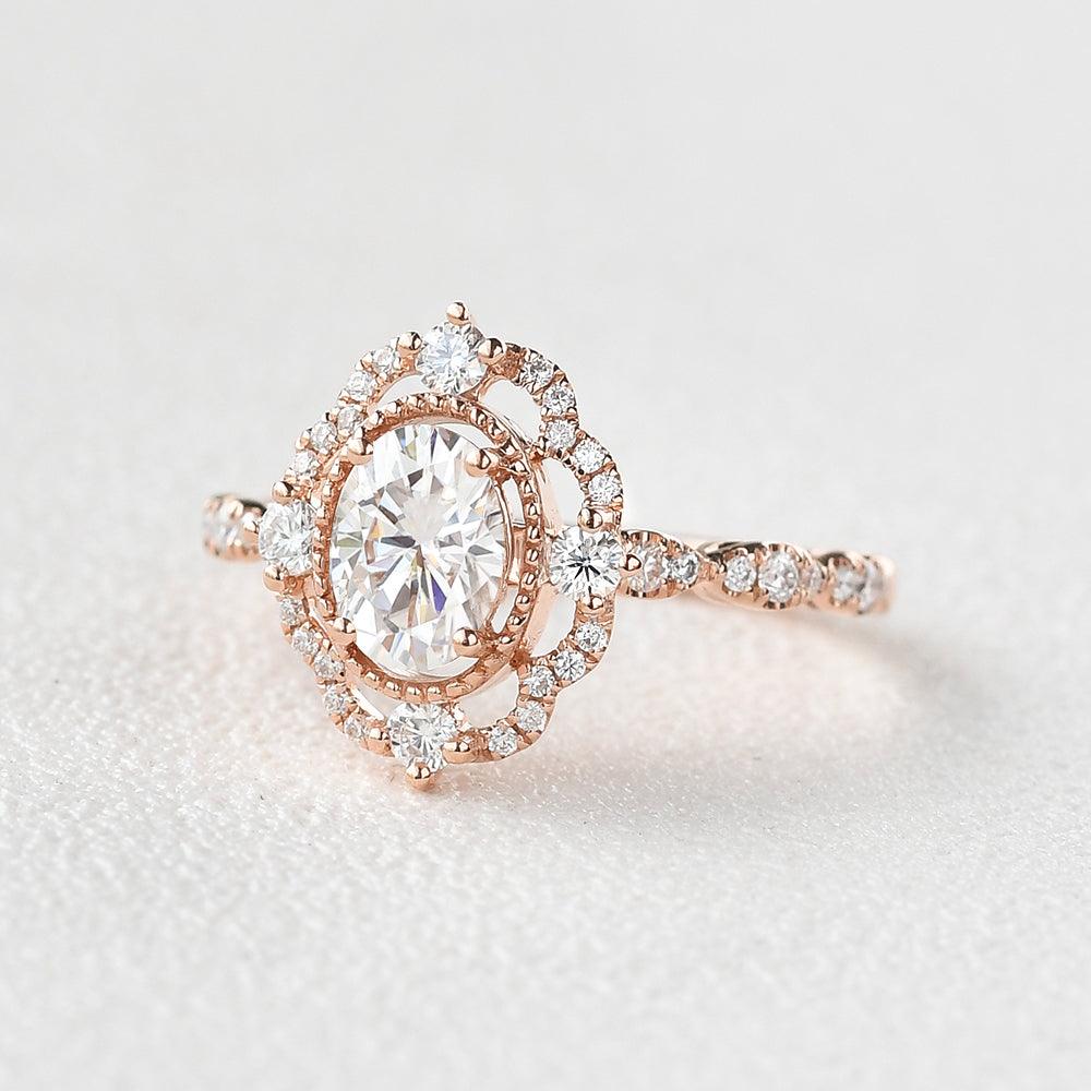 Oval Shaped Moissanite Engagement Bridal Ring - Felicegals