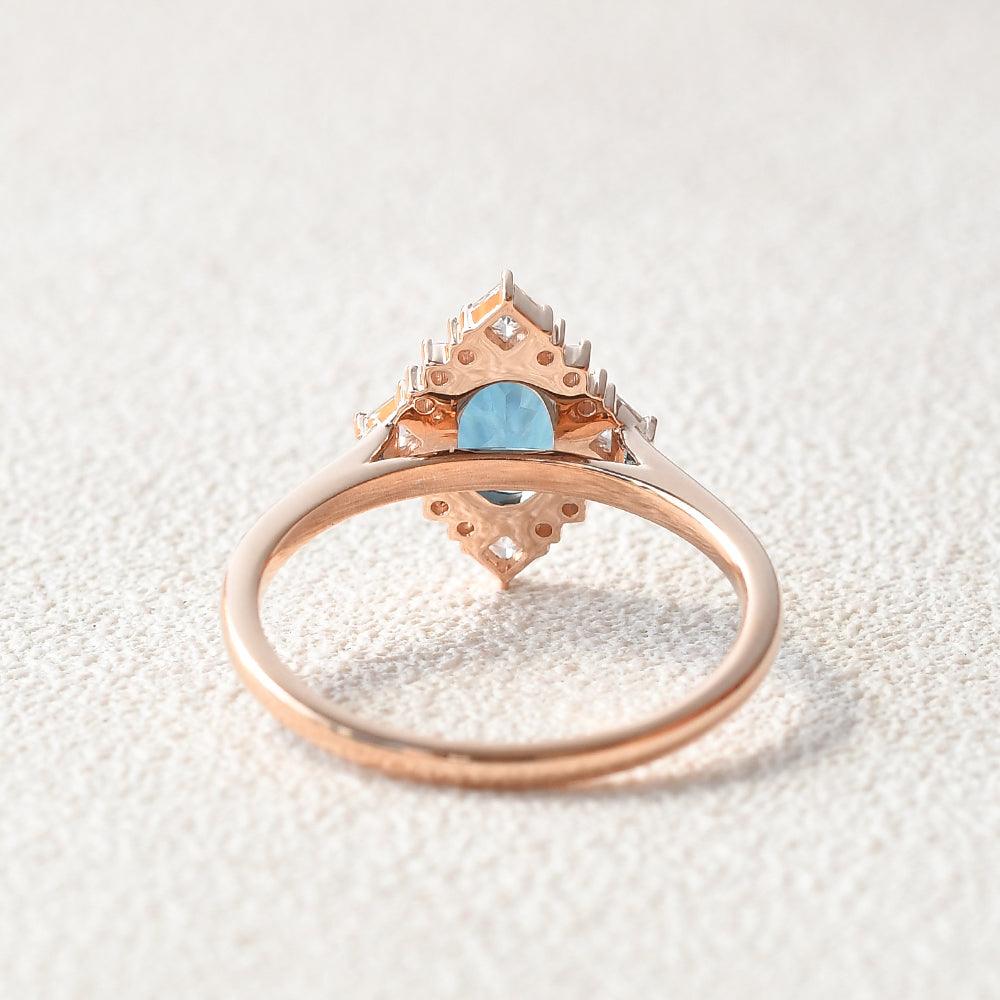 Oval Blue Topaz Vintage Inspired Ring - Felicegals 丨Wedding ring 丨Fashion ring 丨Diamond ring 丨Gemstone ring--Felicegals