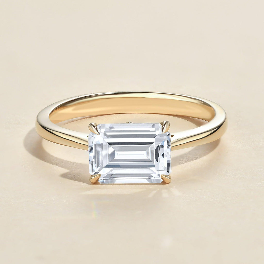 1.0ct Baguette Cut Moissanite Solitaire Ring - Felicegals 丨Wedding ring 丨Fashion ring 丨Diamond ring 丨Gemstone ring