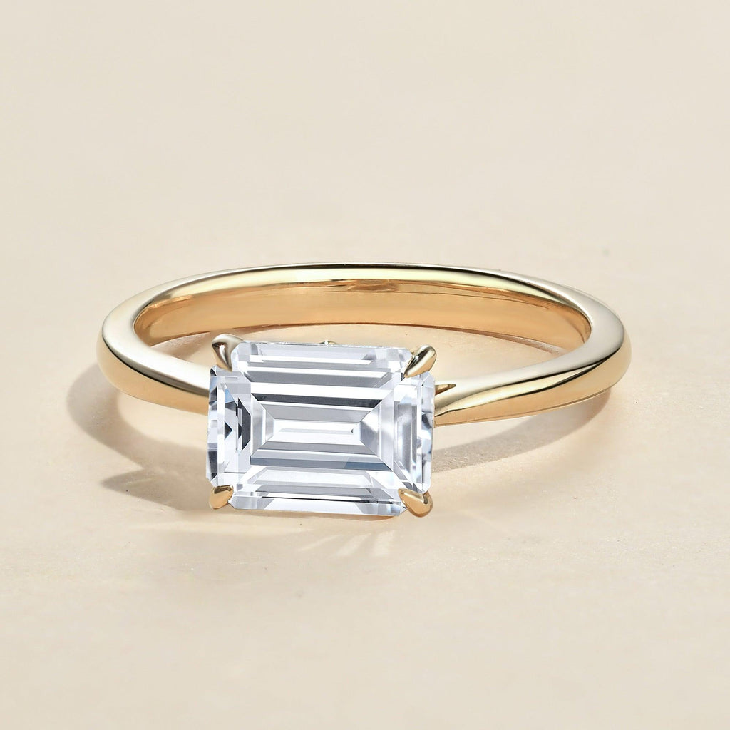 1.0ct Baguette Cut Moissanite Solitaire Ring - Felicegals 丨Wedding ring 丨Fashion ring 丨Diamond ring 丨Gemstone ring