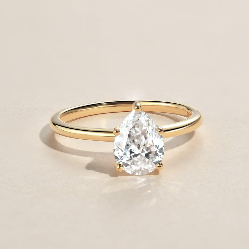 1.5ct Pear Shaped Moissanite Classic Solitaire Ring - Felicegals 丨Wedding ring 丨Fashion ring 丨Diamond ring 丨Gemstone ring