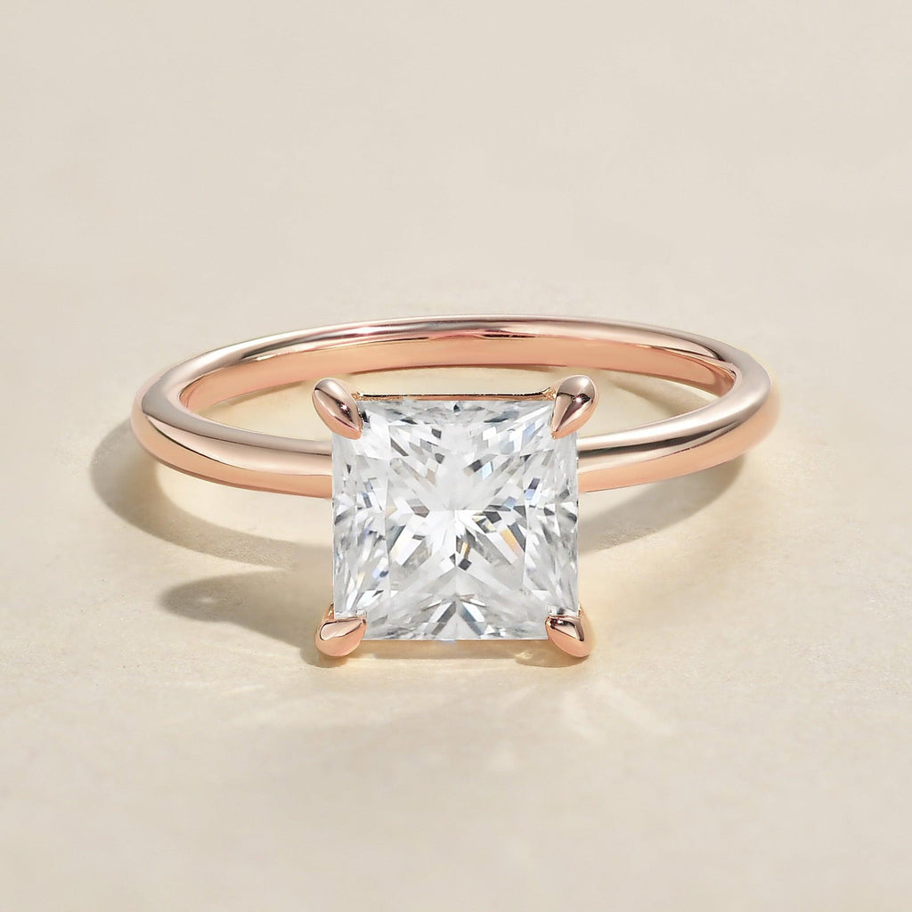 1.0ct Princess Cut Moissanite Classic Solitaire Ring - Felicegals 丨Wedding ring 丨Fashion ring 丨Diamond ring 丨Gemstone ring