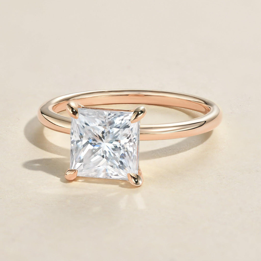 1.0ct Princess Cut Moissanite Classic Solitaire Ring - Felicegals 丨Wedding ring 丨Fashion ring 丨Diamond ring 丨Gemstone ring