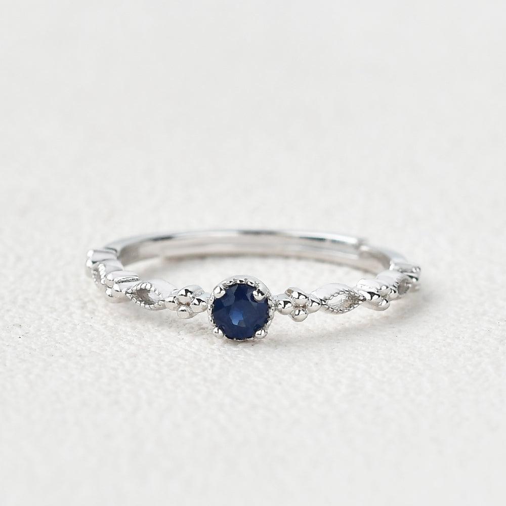 Lab Sapphire Round Cut White Gold Ring - Felicegals 丨Wedding ring 丨Fashion ring 丨Diamond ring 丨Gemstone ring--Felicegals