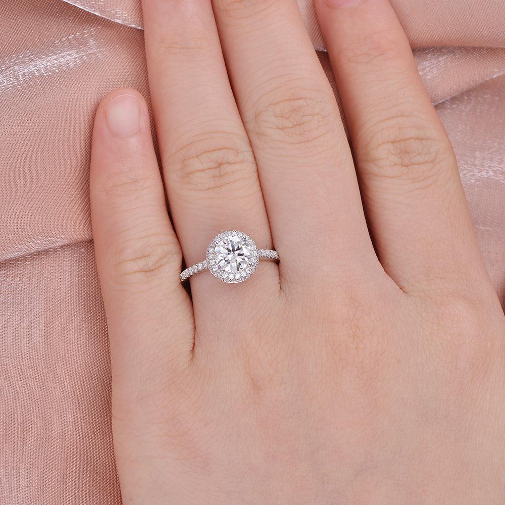 Aura Round Brilliant Moissanite Ring - Felicegals 丨Wedding ring 丨Fashion ring 丨Diamond ring 丨Gemstone ring--Felicegals