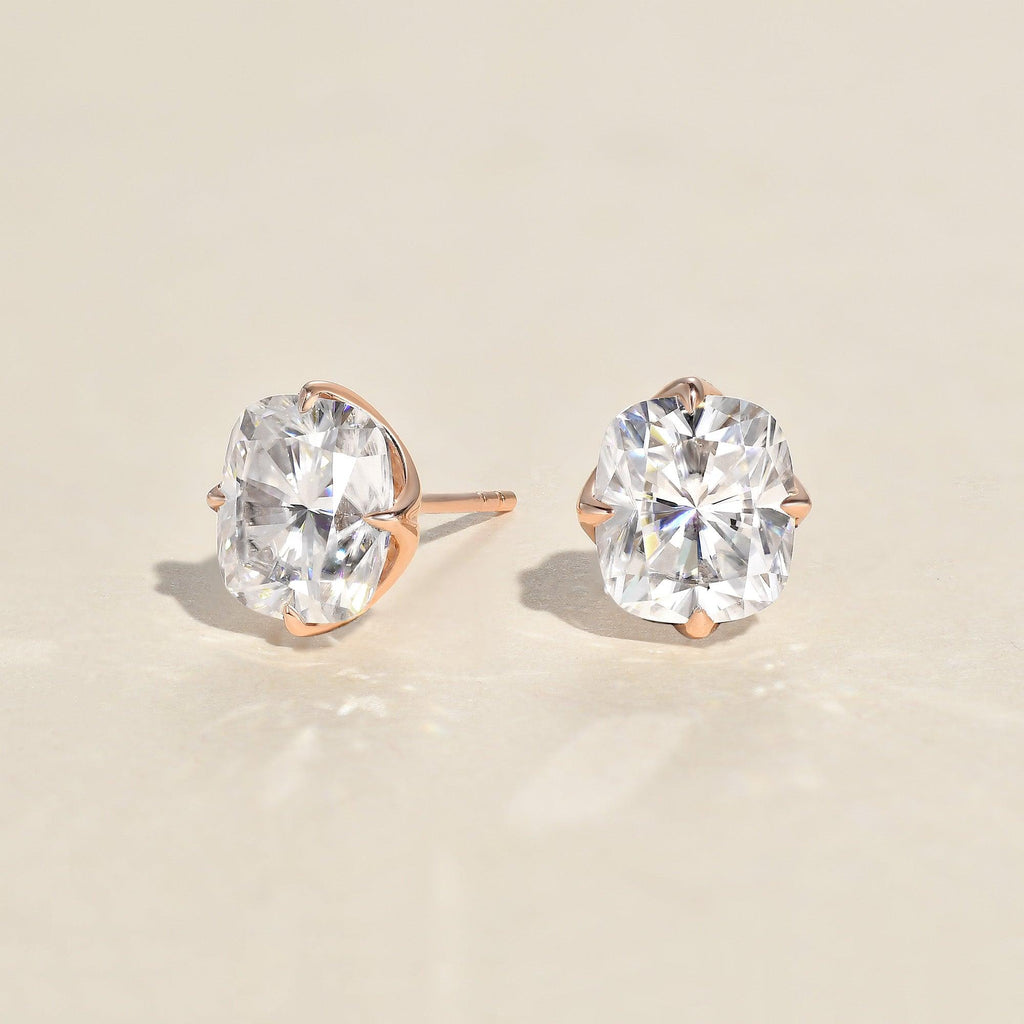 Cushion Cut Classic Solitaire Gold Studs Set 2pcs - Felicegals 丨Wedding ring 丨Fashion ring 丨Diamond ring 丨Gemstone ring