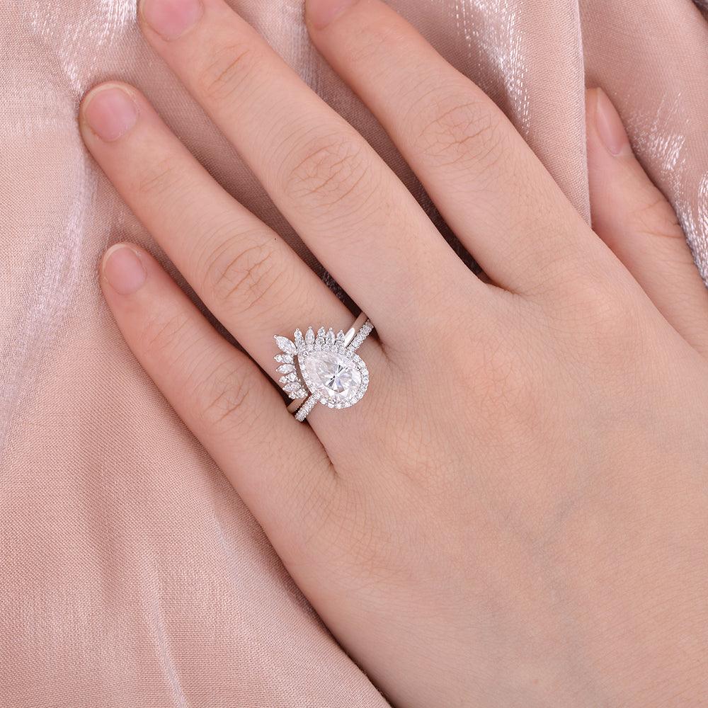 2ct Moissanite Inspired Ring Set 2pcs - Felicegals 丨Wedding ring 丨Fashion ring 丨Diamond ring 丨Gemstone ring--Felicegals