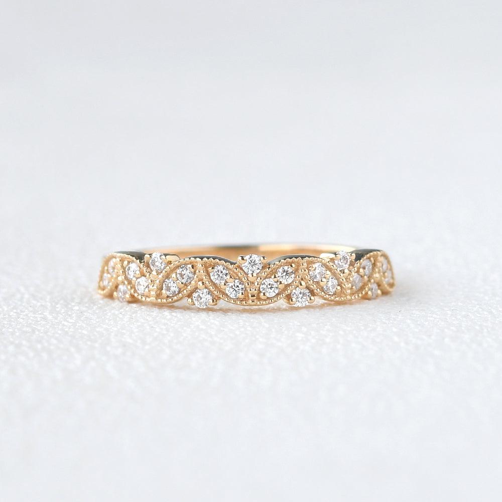Moissanite Stacking Solid Gold Ring - Felicegals