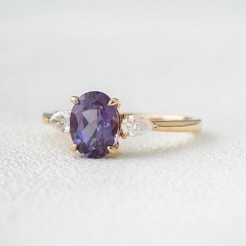 Lab Created Alexandrite Yellow Gold Ring - Felicegals