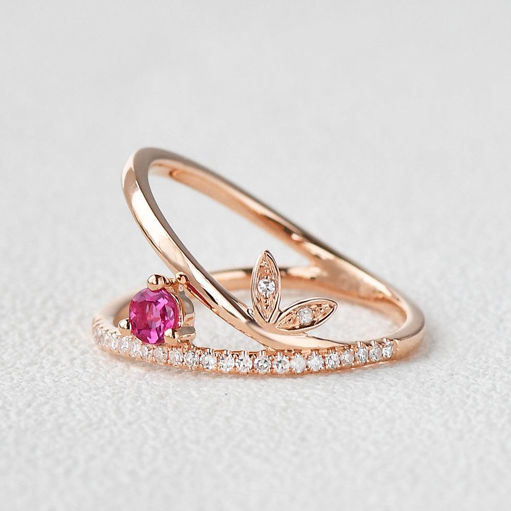 Natural Ruby & Moissanite Inspired Ring - Felicegals