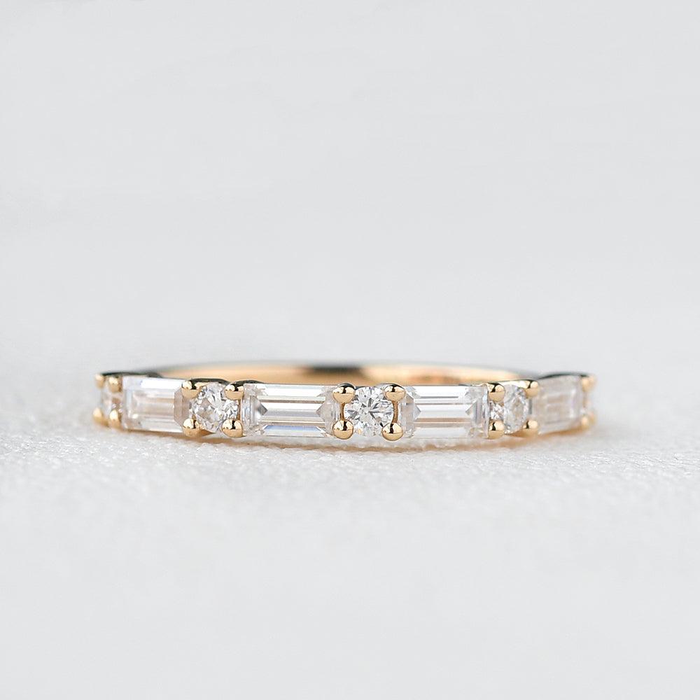 Moissanite Band Yellow Gold  Antique Ring - Felicegals