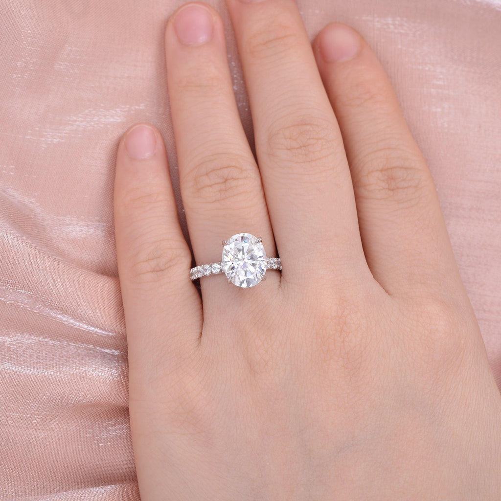 3ct Oval Cut Moissanite Solitaire White Gold Ring - Felicegals 丨Wedding ring 丨Fashion ring 丨Diamond ring 丨Gemstone ring--Felicegals
