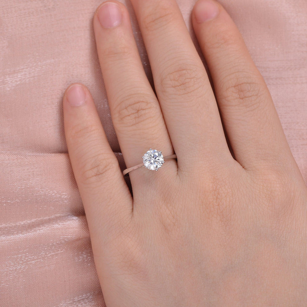 1ct Classic Round Cut Moissanite White Gold Ring - Felicegals 丨Wedding ring 丨Fashion ring 丨Diamond ring 丨Gemstone ring--Felicegals