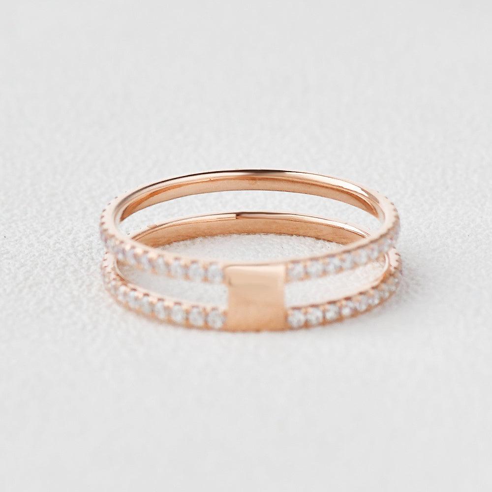 Eternity Moissanite Rose Gold Cage/I Ring - Felicegals