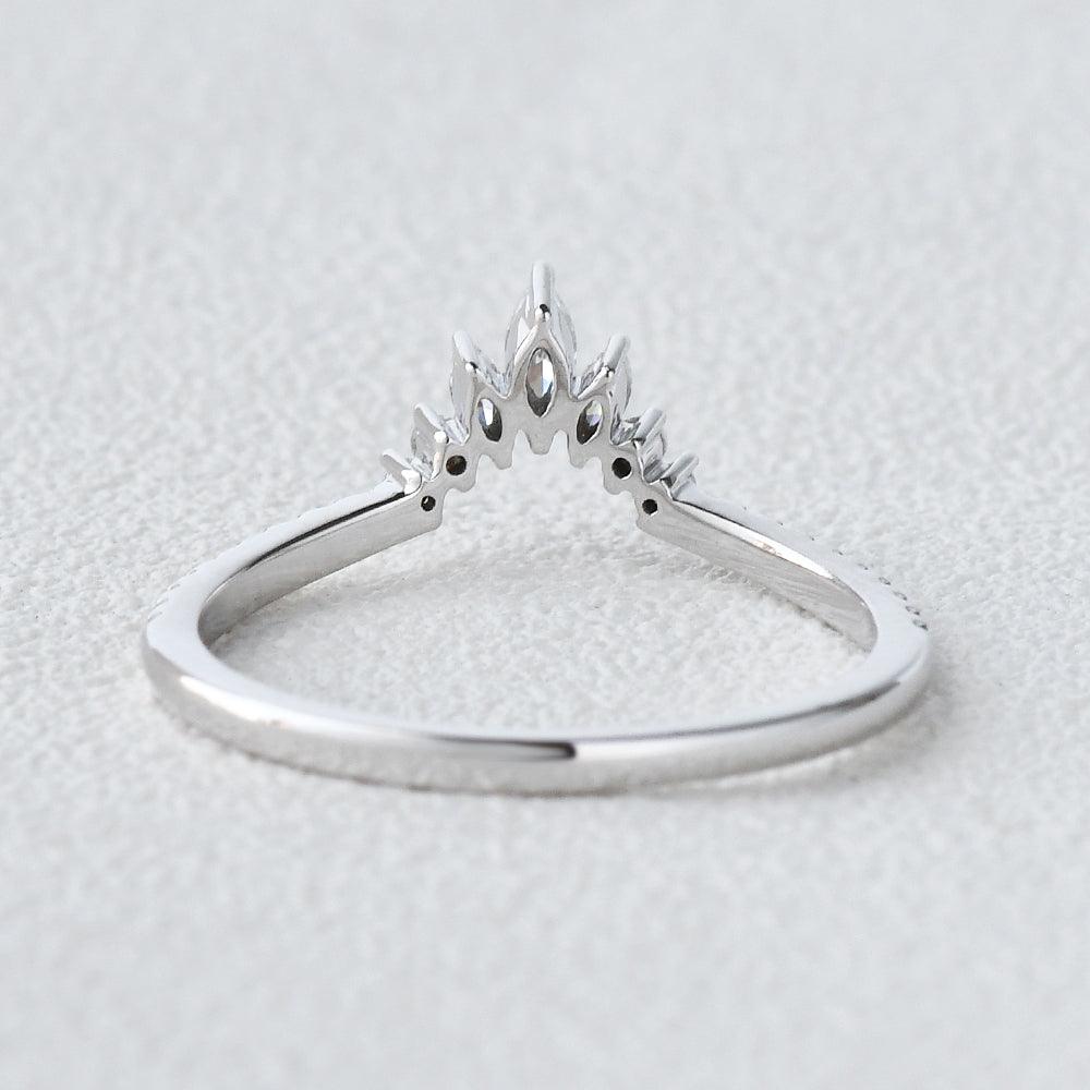 Marquise Moissanite Band Stacking Curved Ring - Felicegals