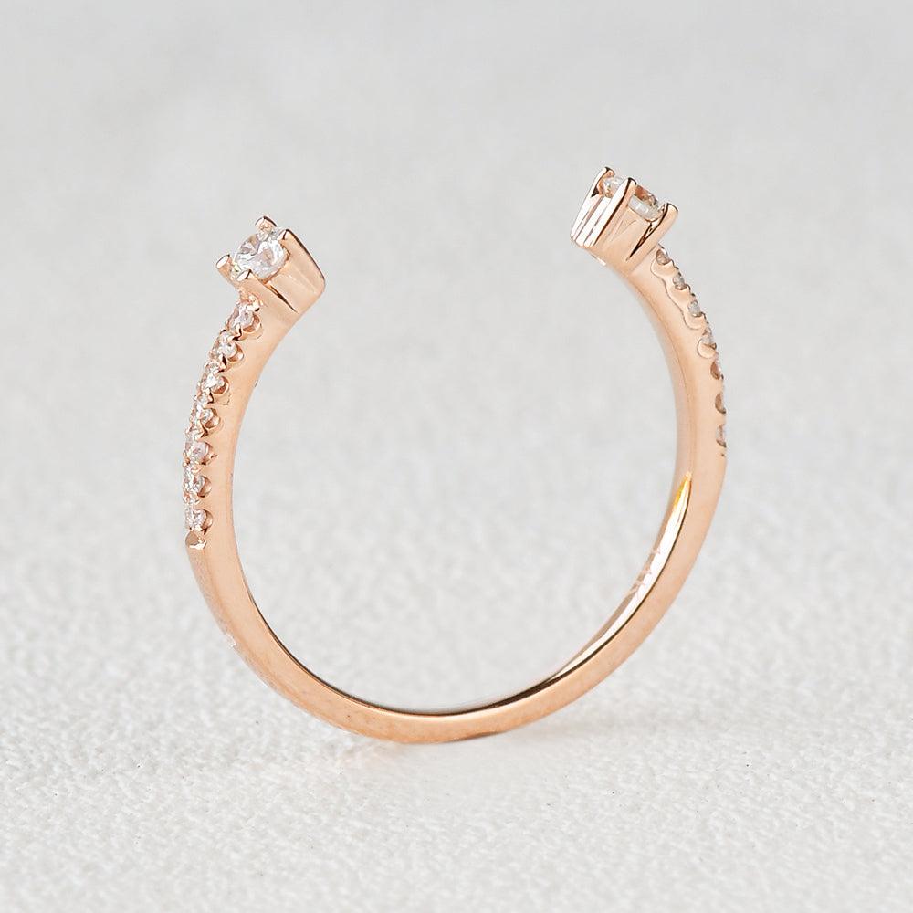 Moissanite Cuff Rose Gold Ring - Felicegals