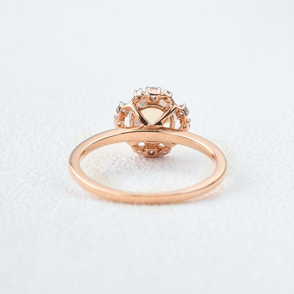 Moonstone & Diamond Rose Gold Ring - Felicegals