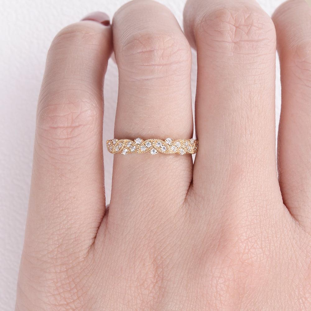 Moissanite Stacking Solid Gold Ring - Felicegals