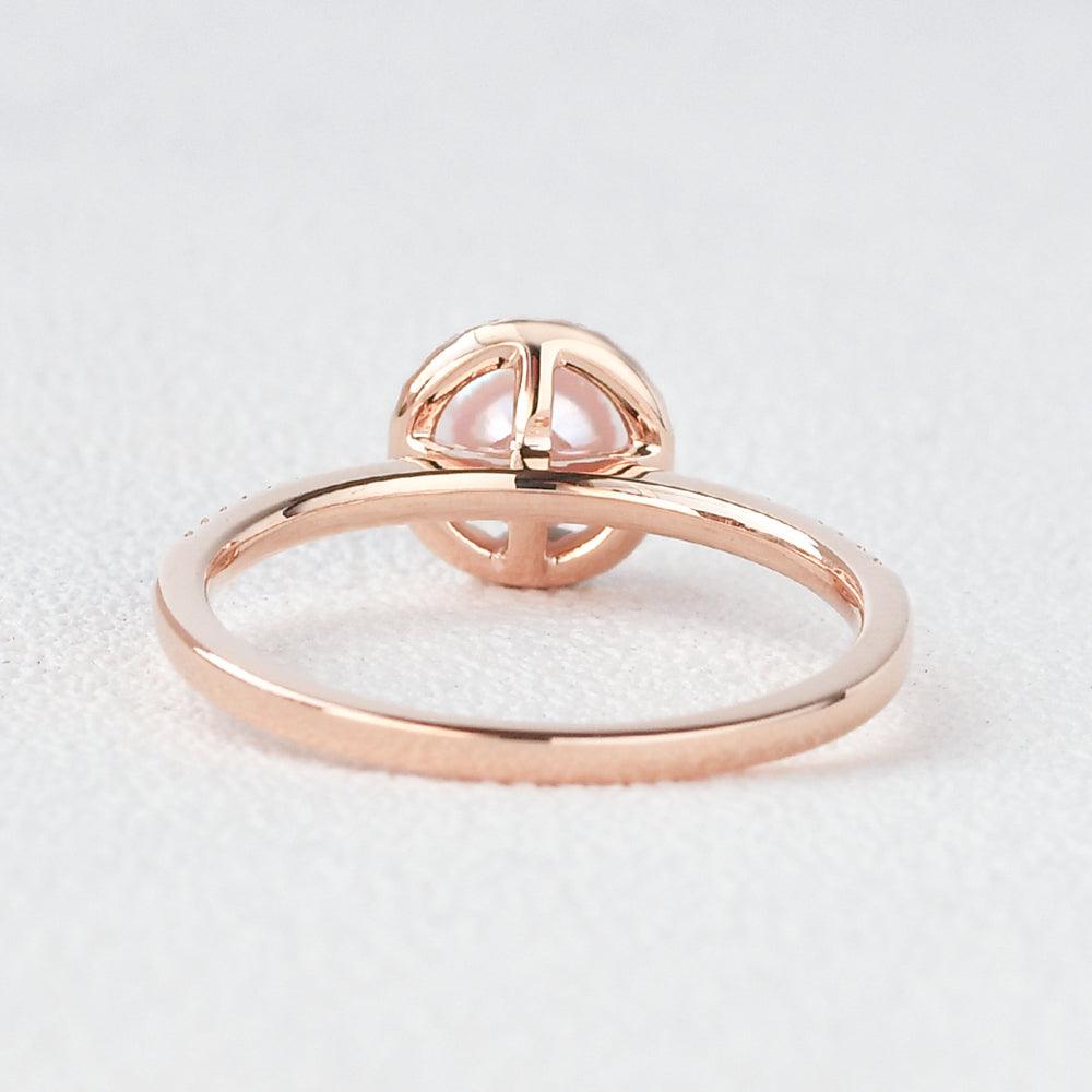 Pearl & Moissanite Yellow Gold Ring - Felicegals