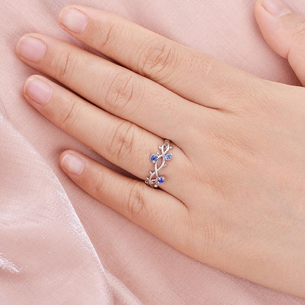 Felicegals Natural Sapphire Floral Inspired Ring - Felicegals 丨Wedding ring 丨Fashion ring 丨Diamond ring 丨Gemstone ring-Jewelry-Felicegals 丨Wedding ring 丨Fashion ring 丨Diamond ring 丨Gemstone ring