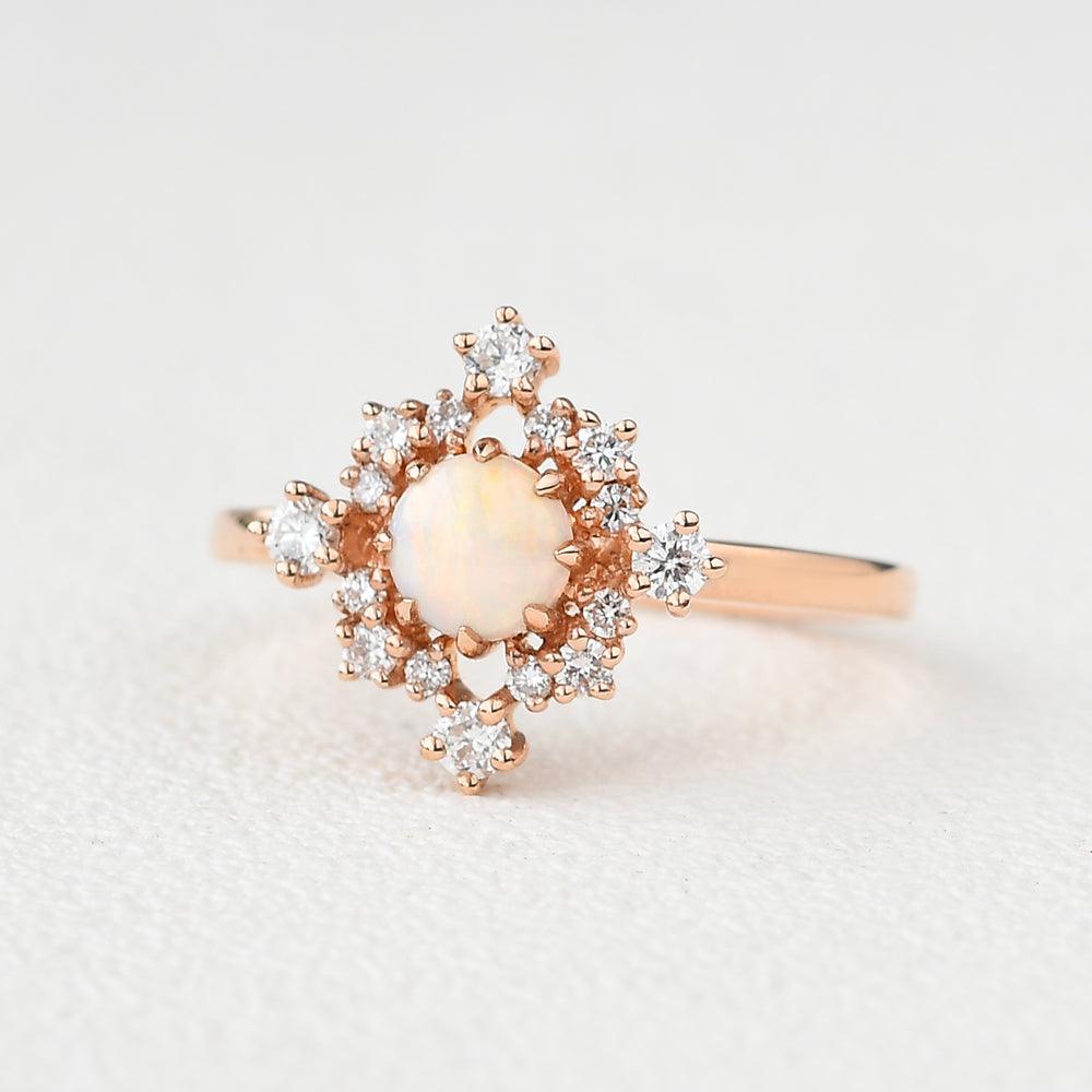 Natural Opal Flower Snowflake Ring - Felicegals