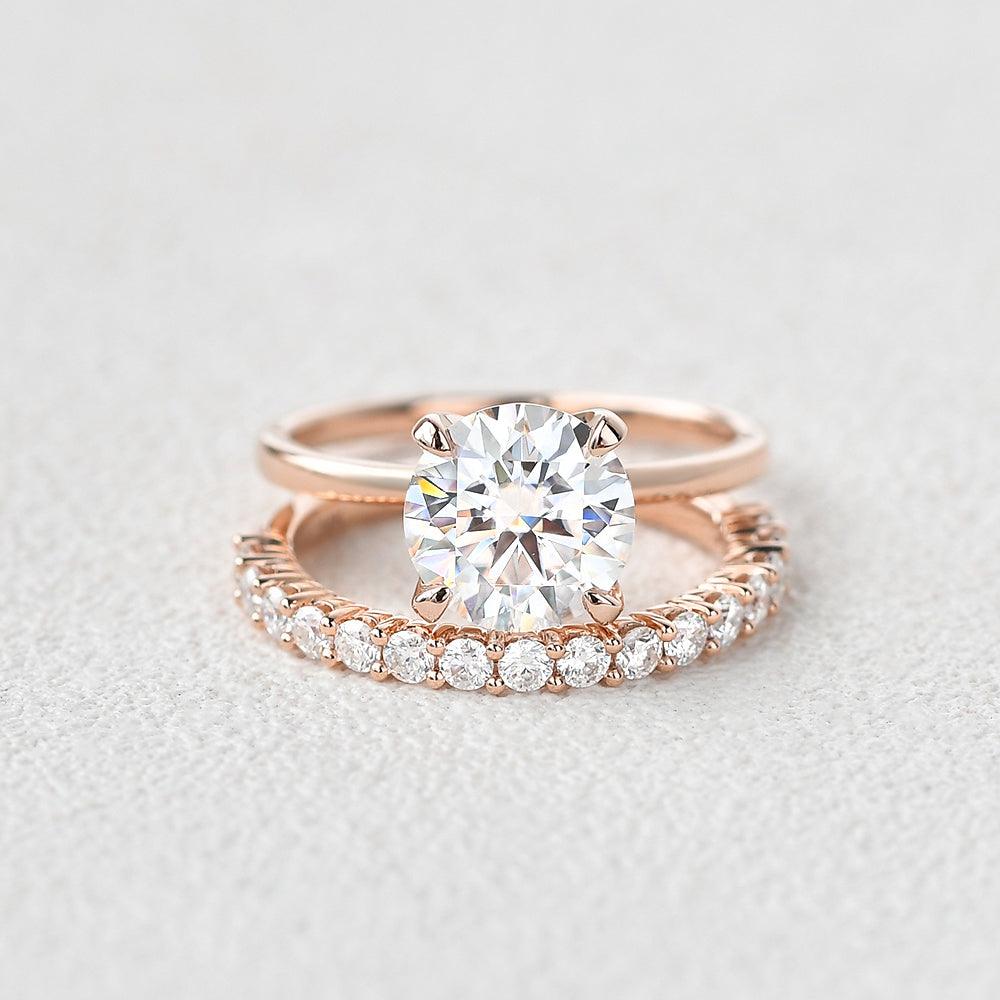 Felicegals 1.5ct Round Cut Moissanite Ring Set 2pcs - Felicegals 丨Wedding ring 丨Fashion ring 丨Diamond ring 丨Gemstone ring-Jewelry-Felicegals 丨Wedding ring 丨Fashion ring 丨Diamond ring 丨Gemstone ring