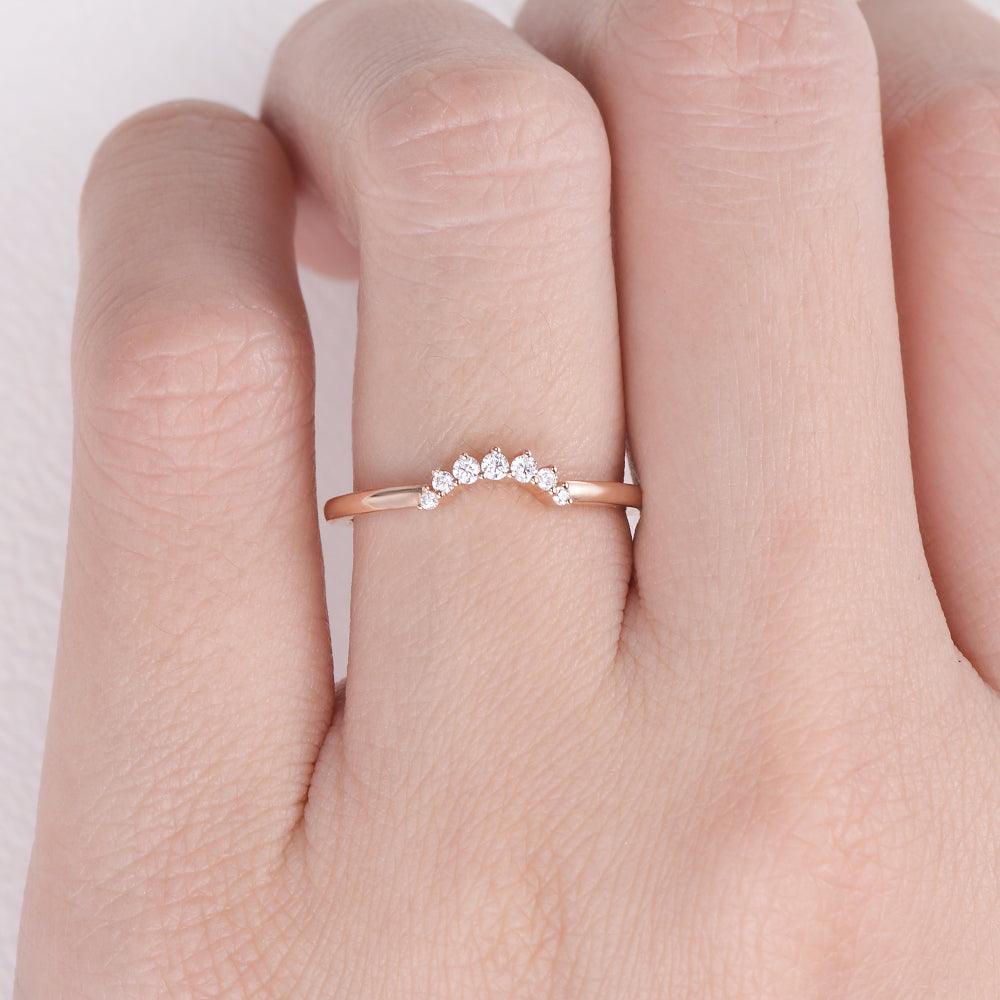 Moissanite Curved Rose Gold Wedding Ring - Felicegals