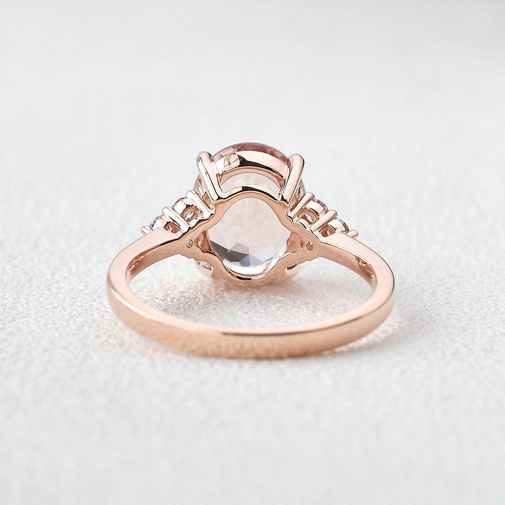 3ct Morganite Oval Classic Rose Gold Ring - Felicegals