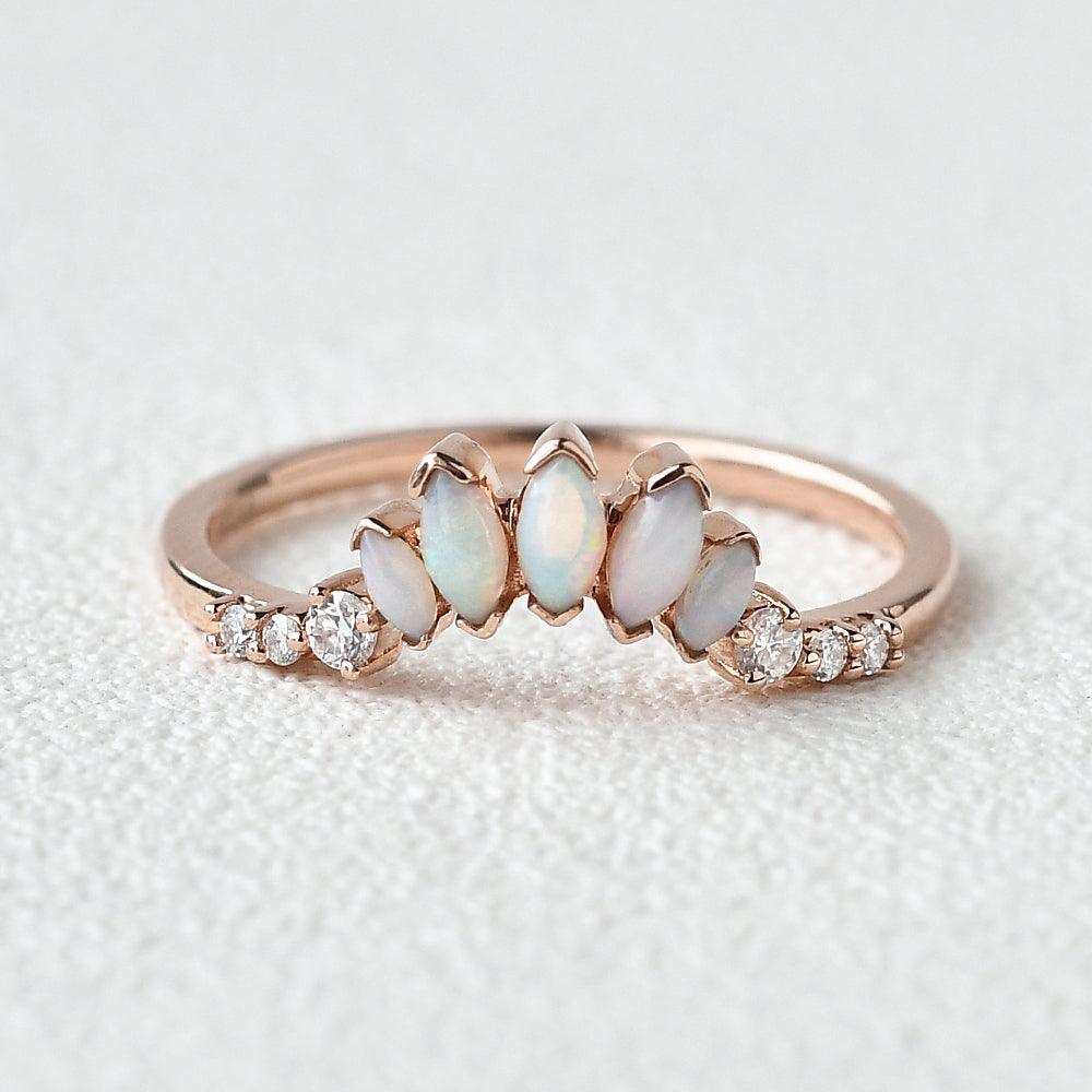 Natural Marquoise Opal Band Ring - Felicegals