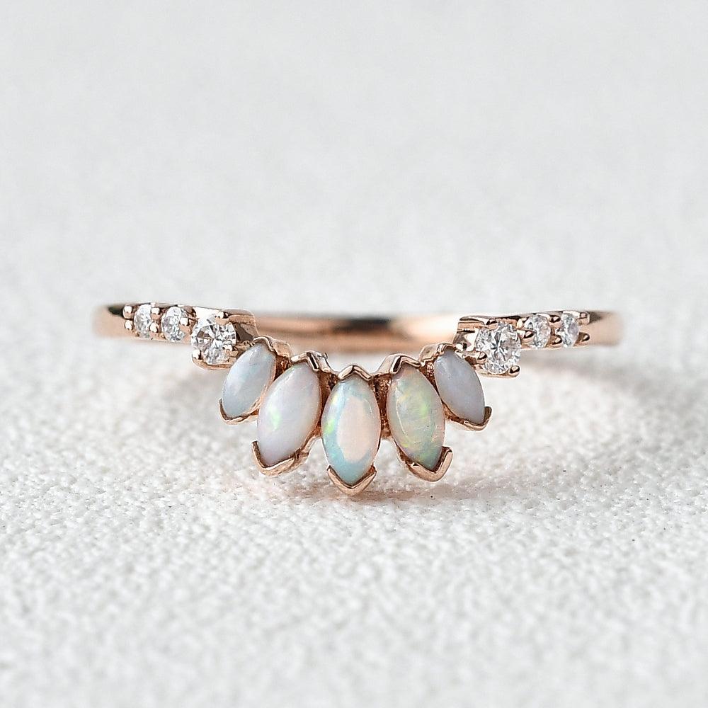 Natural Marquoise Opal Band Ring - Felicegals