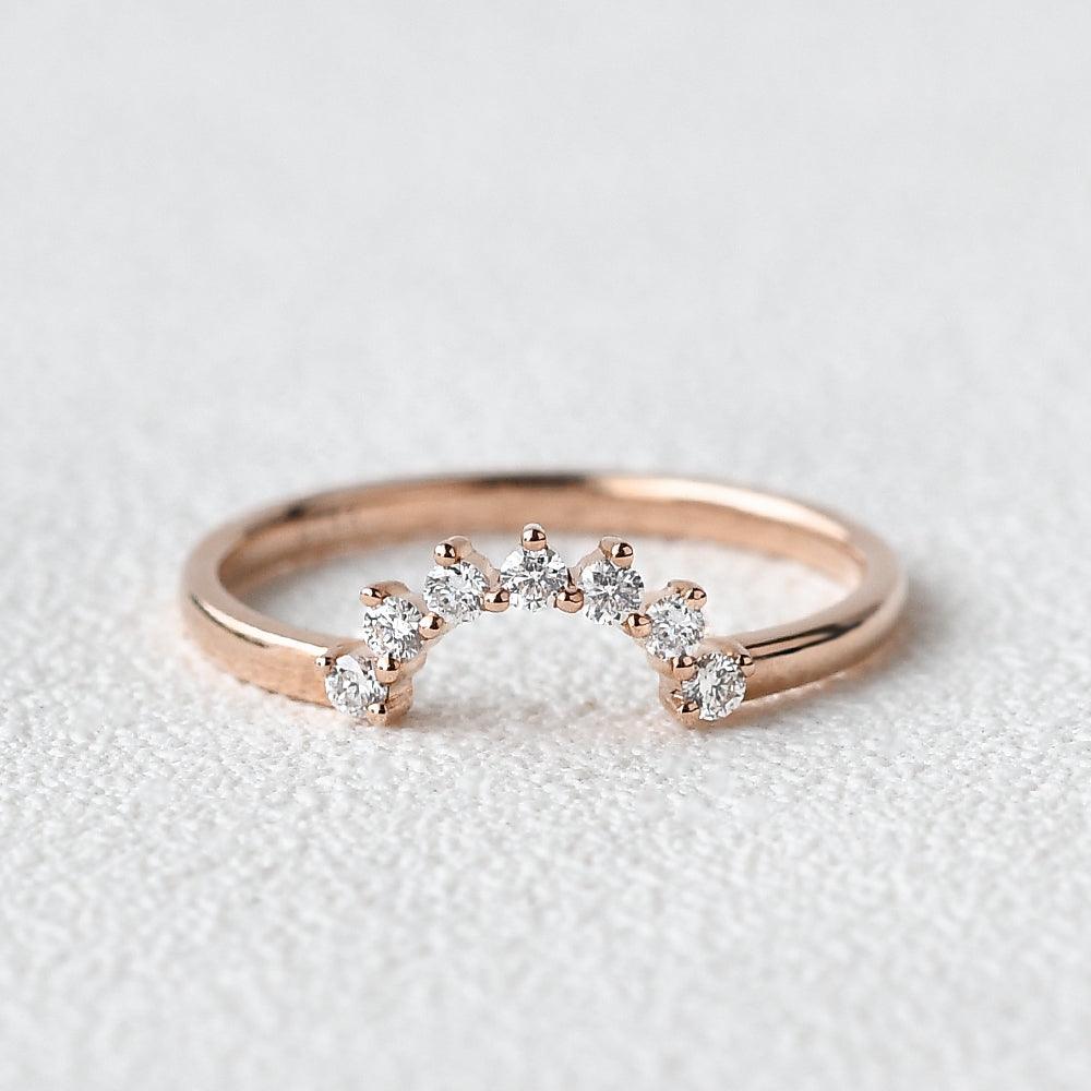 Moissanite Curved Yellow Gold Ring - Felicegals