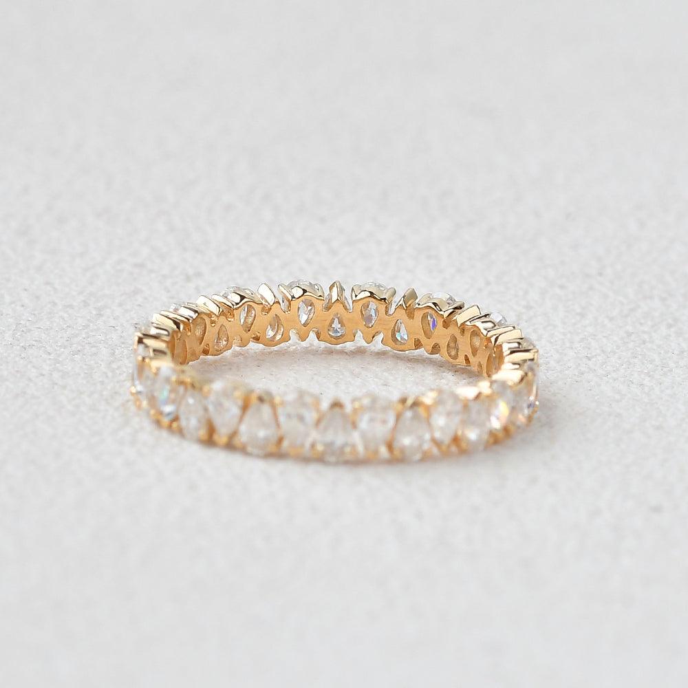 Pear Shaped Moissanite Wedding Band - Felicegals 丨Wedding ring 丨Fashion ring 丨Diamond ring 丨Gemstone ring--Felicegals