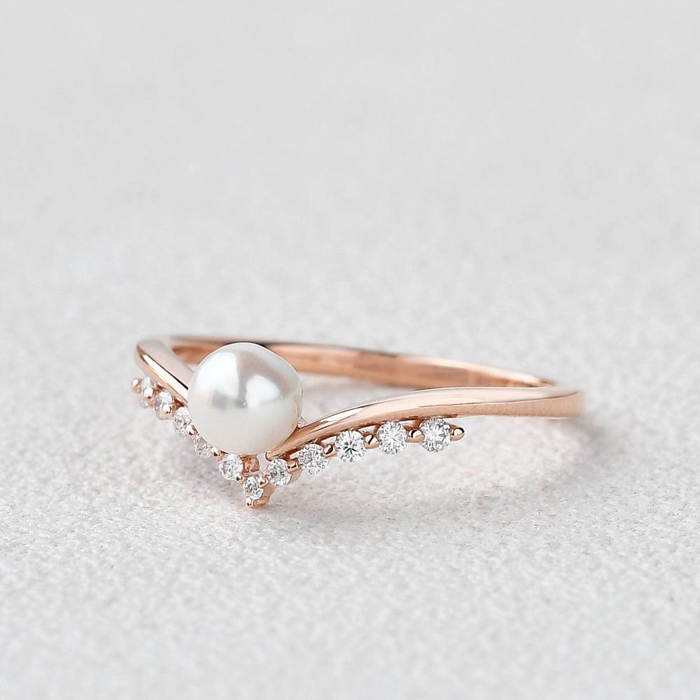 Pearl Vintage Cluster Rose Gold Ring - Felicegals 丨Wedding ring 丨Fashion ring 丨Diamond ring 丨Gemstone ring--Felicegals