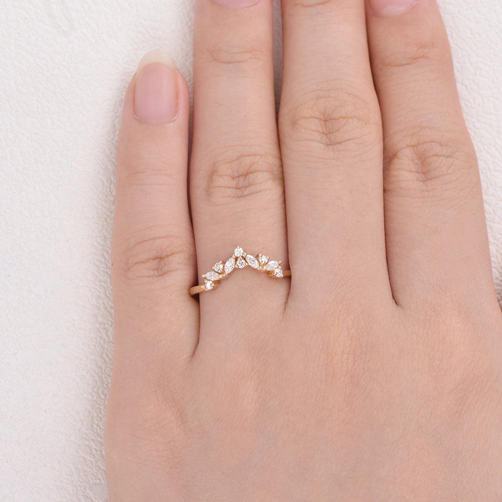 Marquise Cut Moissanite Stacking Yellow Gold Ring - Felicegals