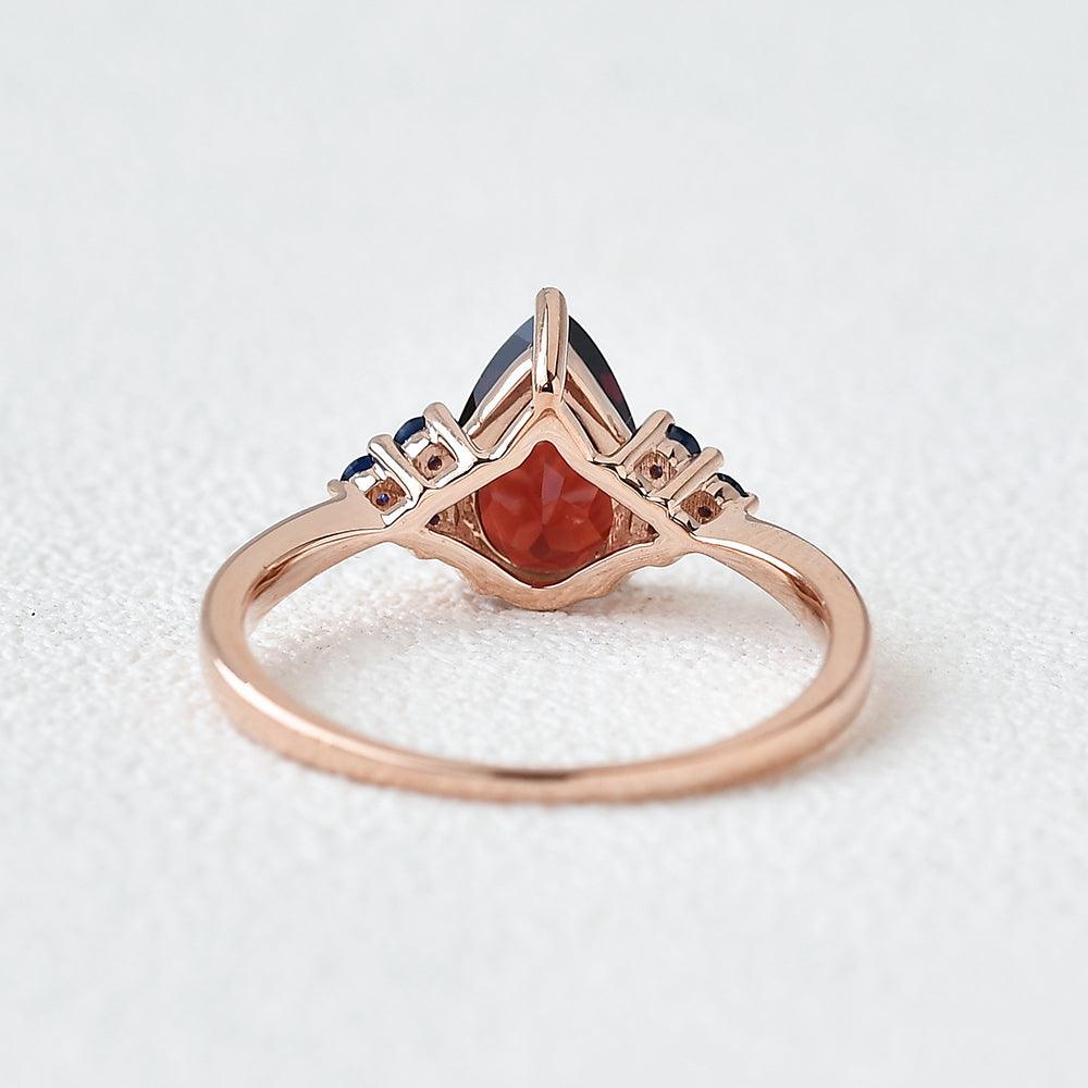 1ct Pear Shaped Garnet & Rose Gold Ring - Felicegals