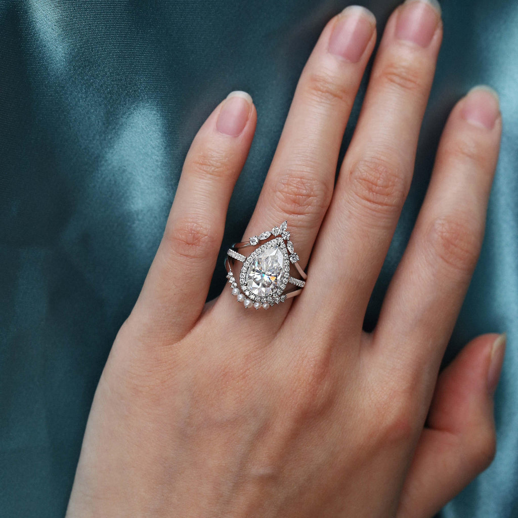 3.5ct Moissanite Inspired Ring Set 3pcs - Felicegals 丨Wedding ring 丨Fashion ring 丨Diamond ring 丨Gemstone ring